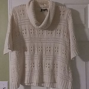 Cowl-neck crochet sweater